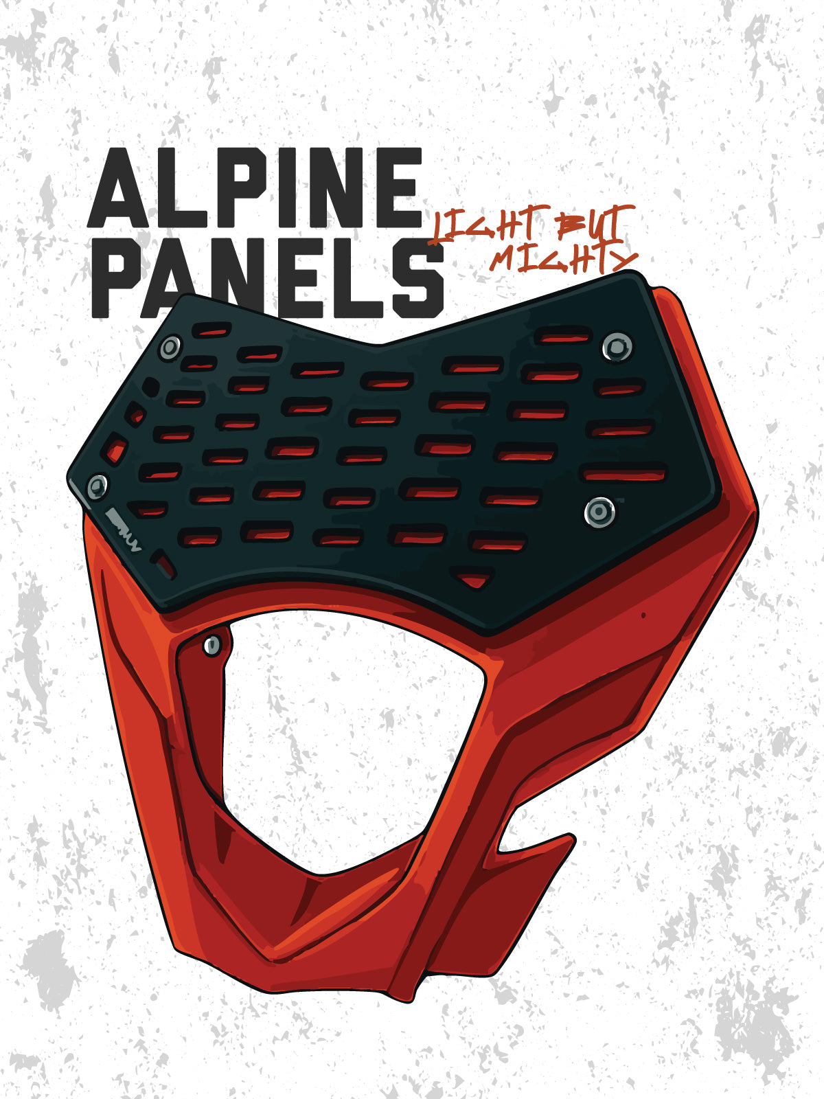 THE GRAVITAS ALPINE PANEL, IS A HEADLIGHT MASK  STORAGE PANEL FOR YOUR DIRTBIKE 